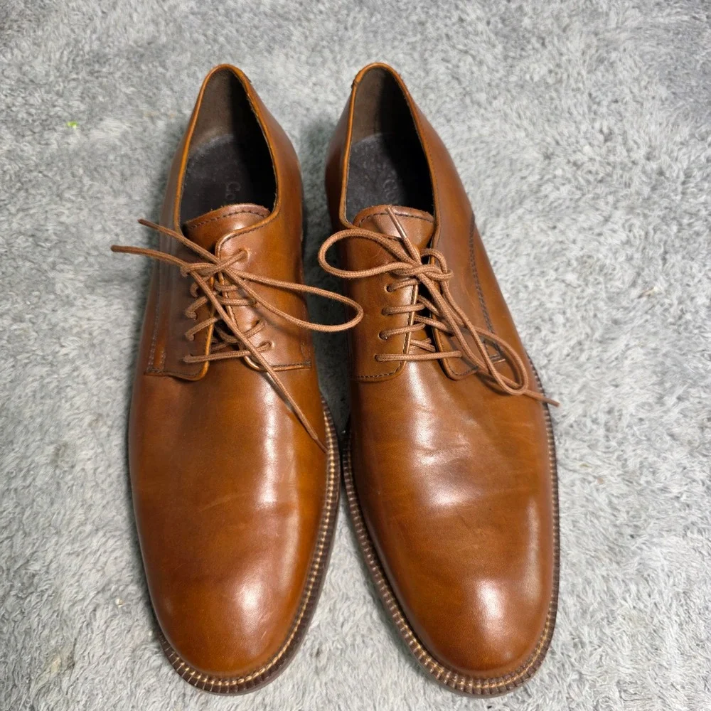 RARE VTG Cole Haan Derby Plain Toe Shoes British Tan Leather NikeAir Men 9.5 NEW